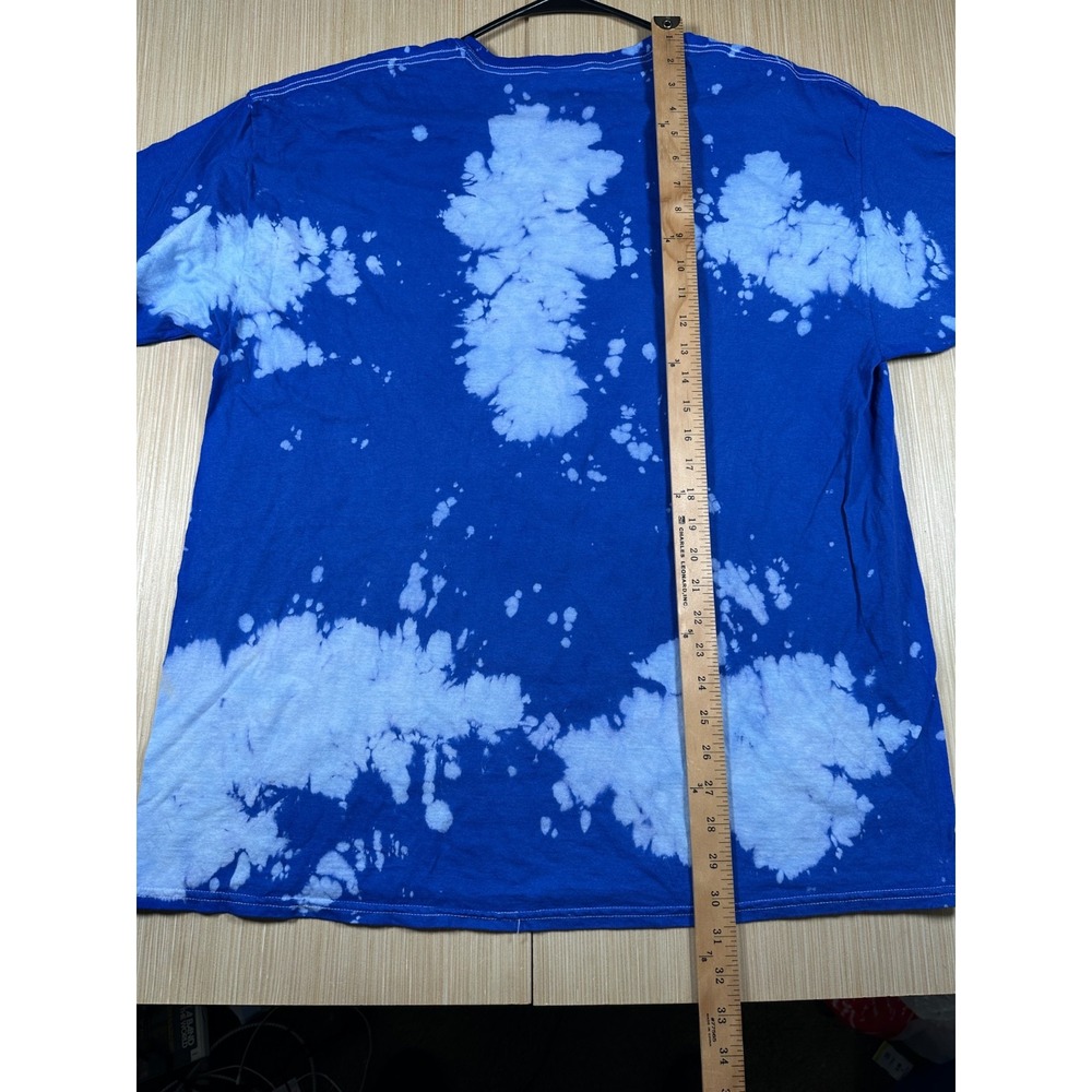 Def Leppard‎ T Shirt Mens 2XL Blue Cotton Tie Dye High N Dry Logo Everyday Wear - Picture 4 of 5